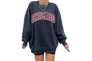 GeGekoko Women's Oversized Sweatshirt Los Angeles Vintage Oversized Long Sleeve Crew Neck Pullover Casual Tops