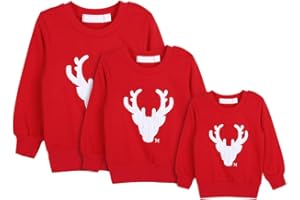 URMAGIC Noël Famille Correspondant Wapiti Sweat Parent et Enfants Renne Chandail cerf Famille Chandails à Manches Longues Mignon Enfants Maman Papa Correspondant Tenues Vacances Noël Hauts vêtements