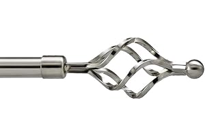 Your Home Online Set Of 2 End Finials For 19mm Curtain Pole Rod Brushed Chrome (Roma Twist Finial)