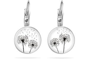 Miss Lovie ® Ohrringe Damen Armband Handmade Cabochon Edelstahl Schwarz Weiß Silber Freundschaft Geschenke