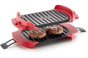 Lékué Microwave Grill, Red microondas, Acero, rojo y negro, Standard 25.2 x 14.8 cm