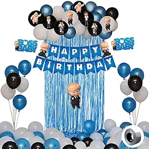 Party Propz Boss Baby Theme Decorations Combo Set For Kids - 52 Pcs Items