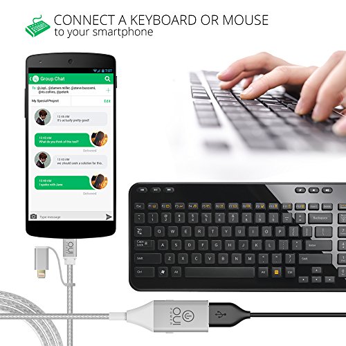 [KICKSTARTER] 2-in-1 OTG zu Micro USB Kabel Adapter (Male & Female Switch) für Android Smart Handys & Tablets(up to Android 4.2 and mit OTG Funktion), mit Micro USB zu Lightning USB Kable Adapter, Aluminium Grey - 4