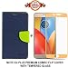 GOELECTRO Luxury Mercury Diary Wallet Style Blue Flip Cover Case for Motorola Moto E4 Plus Flip Cover - Moto E4 Plus Flip Cover + 2.5D curved 3D Edge to Edge Tempered Glass Mobile Screen Protector (Blue-Gold) RS.349.00