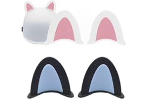 RAMGLYO 2 paia di orecchie di gatto decorative per casco da moto(Nero Blu + Rosa Bianco)