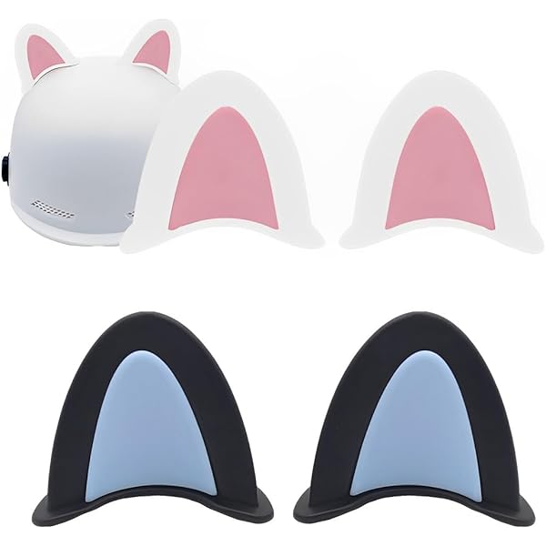 Orecchie Da Gatto Per Casco Moto - 2 Paia Rosa E Nero, Adesive, Per Caschi Curvi - Foto 2