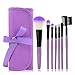 Beauty*Top*Picks Makeup Blush Eyeshadow Lip Brush Cosmetic Brushes Set Kit Bag Case Set (Purple)
