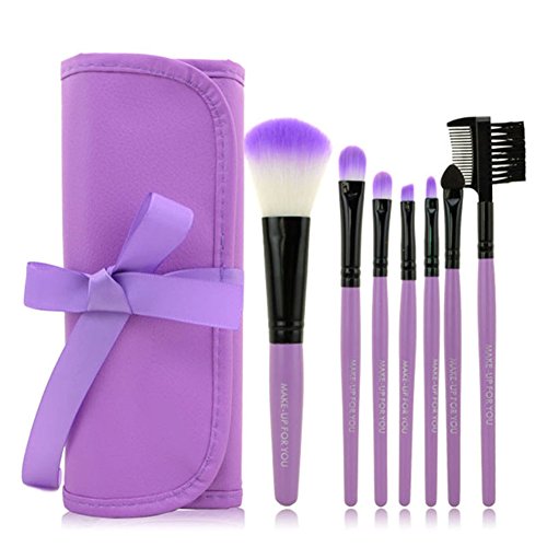 Beauty*Top*Picks Makeup Blush Eyeshadow Lip Brush Cosmetic Brushes Set Kit Bag Case Set (Purple)