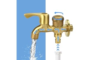 Grifo EMAGEREN doble Salida Grifo Doble Jardin Laton Exterior 1/2 Pulgada Montado en La Pared para Patio y Jardín