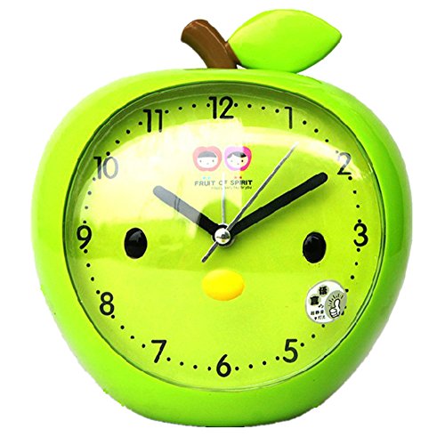 Ailiebhaus Cartoon Apfelform Analog Kinder Wecker mit Nachtlicht