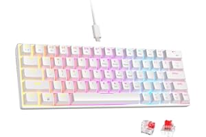 abucow Mechanical Keyboard Wired 60% swappable Gaming Keyboard with Colorful Backlit Custom 63 keycaps (White&63)