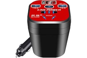 Wmool Car Mounted Cup Type Power Inverter Universal Universal Display Charger Socket Converter Digital Car Screen Truck A9L1