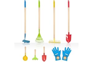 Hortem de Jardin pour Enfants comprennent de Longs râteaux, Une Pelle, Une houe, Un râteau à Feuilles et de Petits Outils à Main, des Gants de Jardin