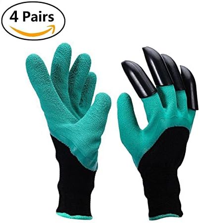 Yardsky Garden Genie Gloves With Claws Safe Thorn Resistant Gardening Gloves for Digging and Planting (4pairs)