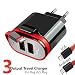 Produktbild USB Ladegerät Stecker, 3,4 A Dual Netzteil USB Ladegerät Reise Adapter Lightning Smart Ladegerät mit Line für iPhone, iPad, metall, schwarz, As Picture shows