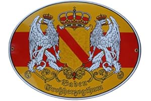 ELINA-EMAIL-SCHILDER Baden Großherzogthum Grenz Emailschild Emaille Schild 28,5 x 37,5 cm Grenzschild Email Oval.