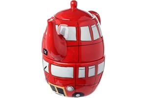 Puckator LON42 Lot de Tasse et Théière Design Bus Anglais Céramique Rouge/Blanc