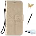 Produktbild iPhone 5S/5/SE Hülle, TOUCASA® Vintage/Retro Bookstyle Lederhülle Handyhülle PU Leder Flip Tasche Case Niedlich Katzen und Bäume Muster mit Stand-Funktion Kredit Kartenfächer und Magnetverschluss Brieftasche Tasche Wallet Case für Apple iPhone 5S/5/SE + 1 x Eingabestift + 1 x Glitzer Staub Stecker, Gold