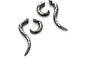 81stgeneration Orecchini Osso Nero Fatti Mano Corno a Spirale