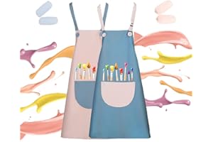 Shengou 6pcs Delantal Niños Pintura,Infantil Delantal con Bolsillos,Ajustable Infantil Delantal,Delantal de Niños,Delantal Niños Cocina