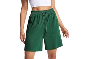 EBANKU Women's High Waisted Athletic Shorts with Pockets, Perfect for Running, Gym, and Lounge, White, One Size