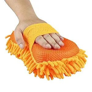 Microfiber Gloves for Car Washing Cleaning Sponge Car Dust Chenille Mitt Cleaning Brush (Random Color)