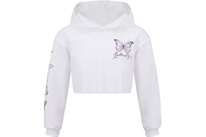 Kaerm Felpa Corta con Cappuccio Bambina Felpe Sportive Fitness Allenamento Jogging Corsa Cappotto Incappucciato con Stampa Farfalle Ragazze Hoodies Pullover Autunno