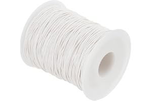 PH PandaHall 100 Yards Waxed Cord for Jewellery Making, 1mm Waxed Cotton Thread Cord Beading Cord for Crafting, Bracelet Making, Necklace Making, Jewelry Macrame Supplies, White