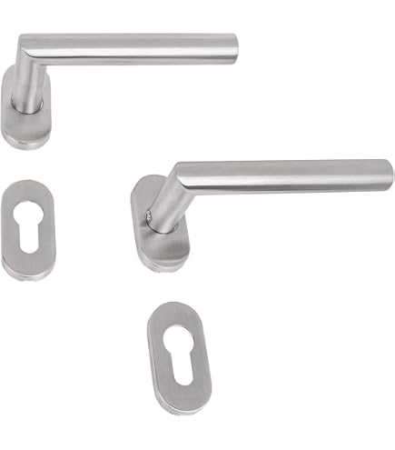 Poignée De Porte Intérieure Noire JUVA - Design Ovale, Acier Inoxydable, Pz, Set