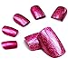 Bling Art False Nails French Manicure Magneta Gel Glitter Medium Tips UK