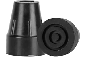 ‎SUPREGEAR supregear 2 Stück 19 mm Gummispitzen für Gehstöcke und Krücken, rutschfest, Strapazierfähig, Extra Breite Basis, Ersatzstockspitze für Gehstock, Krücken, Klappstock-Zubehör, Schwarz