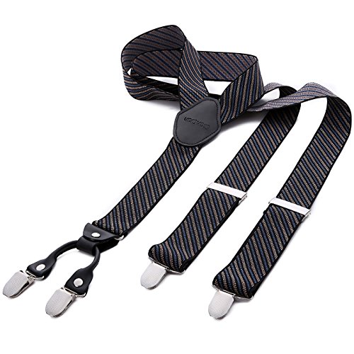 DonDon tirantes anchos para hombres con 4x clips con cuero en forma de Y