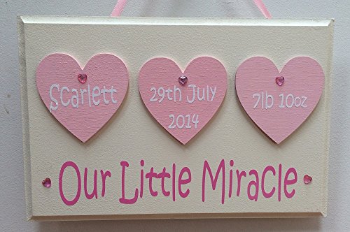 Personalised Newborn Baby Girl Plaque - Handmade wooden keepsake plaque