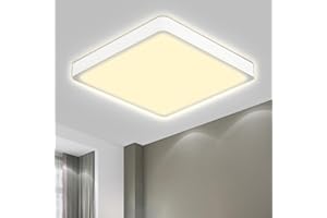 LQWELL® LED Plafonnier, 1,6CM Ultra Fin Rond Plat IP44 ÉTanche Lampe De Salle De Bain 18W 3000K 1700LM Moderne Pour Salon Chambre Cuisine Balcon Sous-Sol Bureau, 220 X 16mm