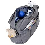 LCP Kids grosse Baby Wickeltasche PARIS GREY mit Wickelunterlage und vielen Fächern modern mit Universal Haken als Kinderwagen Befestigung für unterwegs - 6
