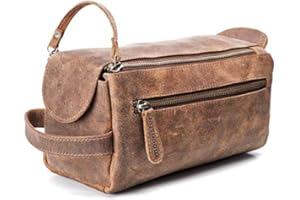 Neceser de Viaje para Hombre y Mujer – MOONSTER® Bolsa de Aseo para Hombre Hecha a Mano Estilo Neceser Vintage Resistente Compacta y Práctica – Almacene Artículos de Aseo para Viaje con Estilo