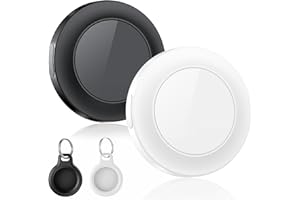 TAOBOSEC Air Traceur Tag-2 Piece, traqueur de Valise Compatible avec l'application Apple Where is APP (iOS Uniquement), détecteur de clés, de Bagages, de valises, de Portefeuilles, étanche IP67, Noir & Blanc