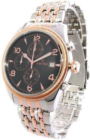 Oskar Emil Gents Fribourgh 23K Gold Steel Chronograph Watch with Black Dial