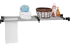 ARIIKON Verstellbares Kleiderschrank Regal, Erweiterbar Einlegeböden Ohne Bohren, Regalböden Ausziehbar Länge 60-100cm, Breite 25cm, DIY Separator für Küche, Badezimmer, Schlafzimmer, Schwarz