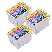 Produktbild PerfectPrint Kompatible Tintenpatrone Ersatz für Epson Stylus S22 sx-125 130 420 W 425 W 445 W 230 235 W 445 W 435 W 430 W 438 W 440 W T1285 (schwarz/cyan/magenta/gelb, 12 Stück)