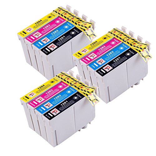 PerfectPrint Kompatibel Tinte Patrone Ersetzen für Epson Stylus S22 SX-125 130 420W 425W 445W 230 235W 445W 435W 430W 438W 440W T1285 (Schwarz/Cyan/Magenta/Gelb, 12-pack)