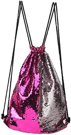 shaoyunshop Mermaid Sequin Drawstring Backpack Outdoor Shoulder Bag Magic Reversible Fashion Bag Sports Backpack