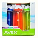 Avex Addison Autospout Water Bottle, 710mL (24 ounce) - Poppy, Citron, Monaco (3 Pack)