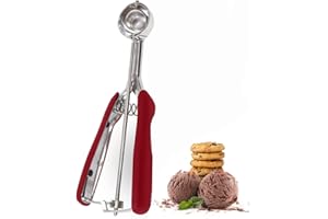 Bugucat Cucchiaio Gelato 5cm, Pezzi Porzionatori Porzionatore Paletta in Acciaio Inox con grilletto facile da rilasciare Cookie Ice Cream Scoop per Pasta per Torte Melone polpette Biscotti（vino rosso）