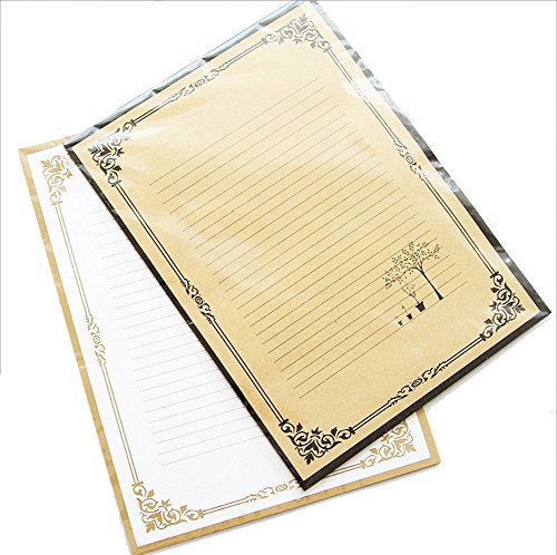 24 Vintage Retro Design Briefpapier Papier Buchstaben Briefpapier, Sets, Braun - 2