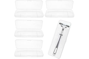 AUSWALAR 4 Pack White Transparent Shaving Box for Shaver Razor, Container Storage for Manual Razor System, Plastic Box Cover, Razor Protector, Shaving Accessories