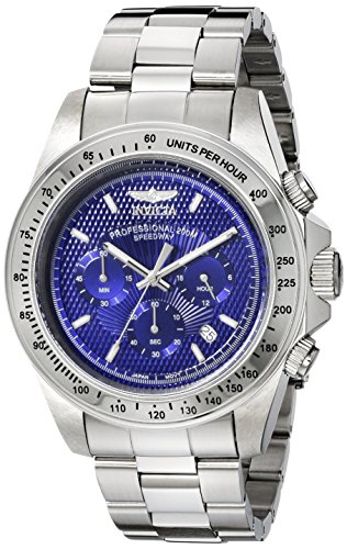 Invicta Speedway Japanese Men's Quartz Watch with Blue Dial Chronograph Display and Silver Stainless Steel Bracelet 18391