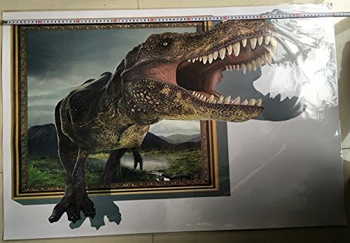 3D Self-adhesive Removable Break Through the Wall Vinyl Wall Sticker/Mural Art Decals Decorator (8002C Single Dinosaur Window(60*90cm))
