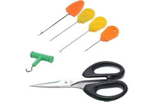 NEWSHOT Baiting Needle Set for Carp Coarse Fishing - Braid Scissors, Knot Puller, Nut Boilie, Needles Drill, Stringer Needle, Baiting Needle