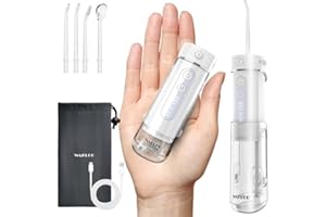 WAFLOO Jet Dentaire Hydropulseur Dentaire Portable, 5 Modes, Réservoir 180ml, IPX7 Étanche, Hydropulseur dentaire de Voyage, Mini Water Flosser pour Maison et Déplacements